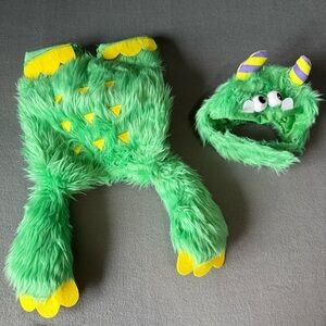 New Green Monster Dog Costume with Horns thrills ands chills collection.
